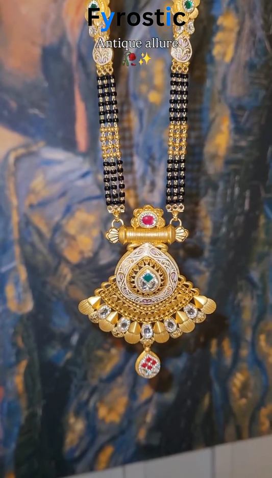Antique Allure Mangalsutra – Pure Elegance in Gold Finish